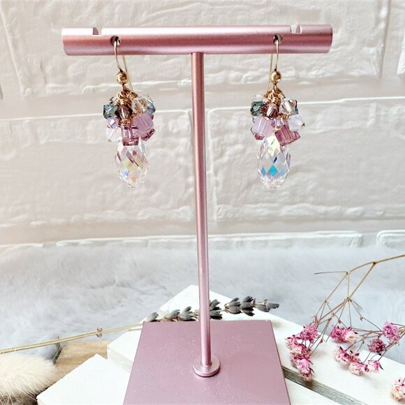 New Briolette Crystal Cluster Drop Earrings | Handmade in BC - Picture 4 of 4
